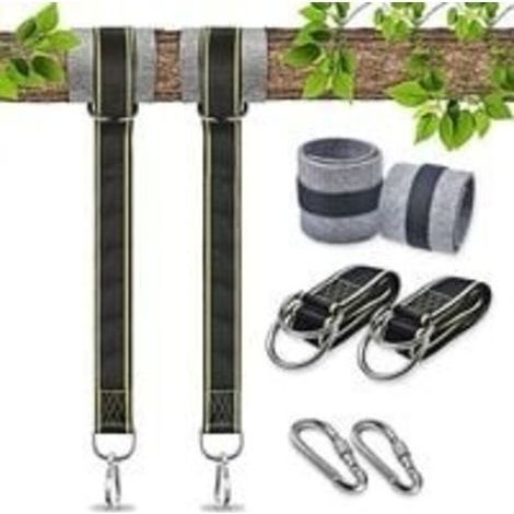 Fixation Hamac Sangle Balancoire Fixation pour Fauteuil Suspendu Corde Balancoire Exterieur Accessoire Mousquetons de Sécurité Balancoire Sangle Balancoire Arbre pour Hamac Balancoire (2x1.5m) (1/5)