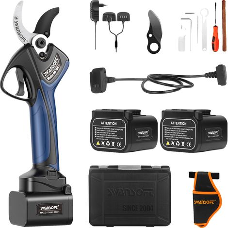 Sécateurs sans fil, moteur sans balais, lames durables, SW-758 B, deux batteries (1/2)
