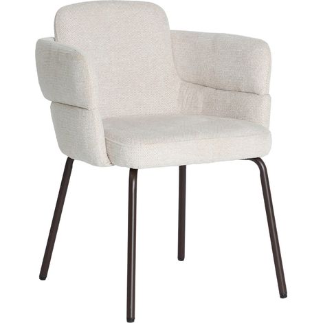Fauteuil contemporain crème en polyester et fer design élégant - Crème chaleureux et fer marron (1/5)