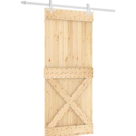 Schiebetür Natürlich und Weiß 90 x 210 cm Massivkiefer vidaXL