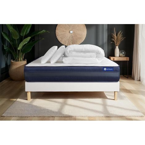 Pacchetto letto completo - Materasso 200x200cm + Box spring con doghe (kit) + 2 cuscini + Piumino - Actiflex Tech (1/5)
