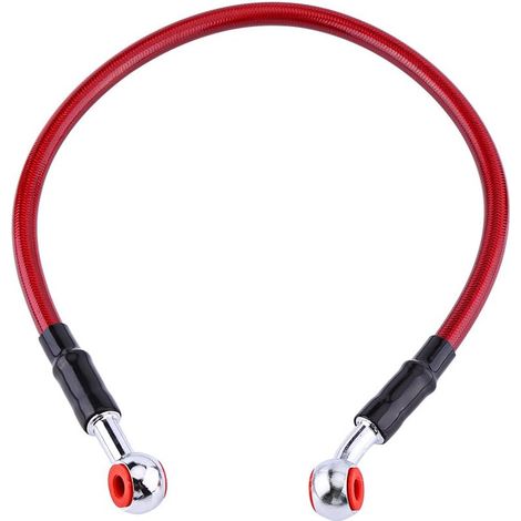 Ligne D'huile de Frein de Moto Universelle 45 / 90cm - Tuyau de Carburant Raccord Accessoire de Remplacement Tressé en Acier Inoxydable (45CM Rouge) (1/5)