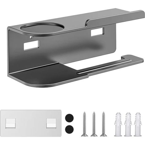 Dévidoir de papier toilette, support mural pour essuie-tout, support mural pour papier toilette, sans perforation, accessoires de salle de bain, gris (1/5)