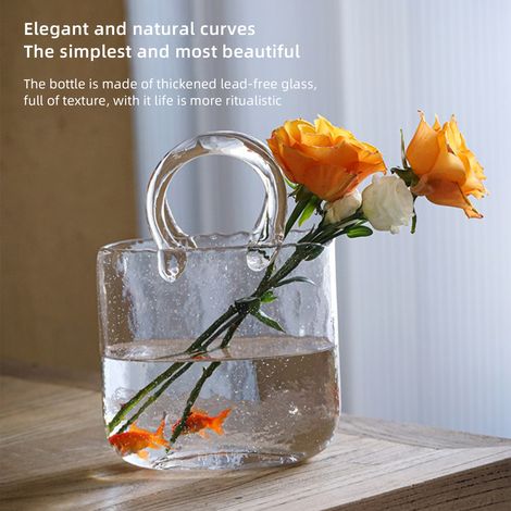 Vase en verre, panier transparent, composition florale pour salon, sac créatif, aquarium (1/5)