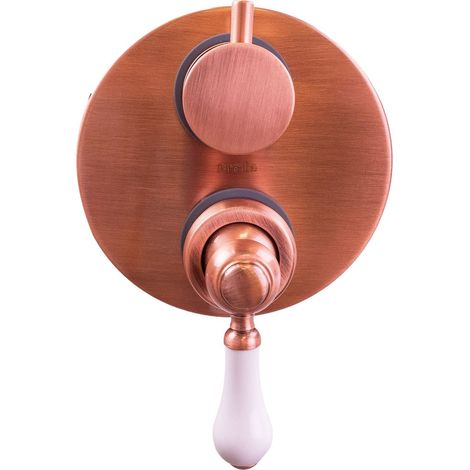 Miscelatore doccia incasso con deviatore a due uscite in Rame antico con maniglia bianca Piralla Rubinetterie Como 0TOQL400A21 Rame Antico (1/3)