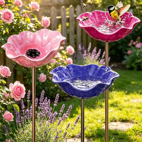 Vaschetta per uccelli, set da 3 pezzi, mangiatoia per uccelli, vaschetta per uccelli, bacinella per uccelli, decorazione da giardino per esterni, per insetti e farfalle, decorazione per giardino e pat (1/5)