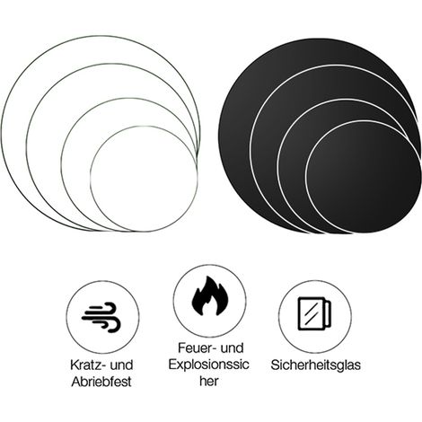Kaminglas Tischplatte Bodenplatte Rund Funkenschutz ESG Sicherheitsglas Klarglas Schwarz Ofenglas Glasplatte Kaminplatte Glasscheibe Vorleg - Ø 60cm (1/5)