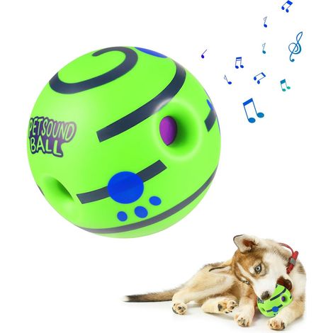 Balles à rire pour chiens, jouet interactif pour chien, jouet couineur pour chien avec sons uniques, jouet à mâcher pour la santé dentaire pour le dressage de chien et chiot 11 cm