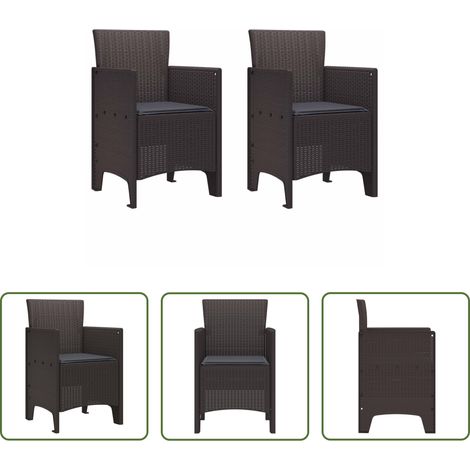 Chaise de terrasse - Chaise de jardin 2 pcs Marron 53 x 49 x 85 cm Polypropylène (1/5)