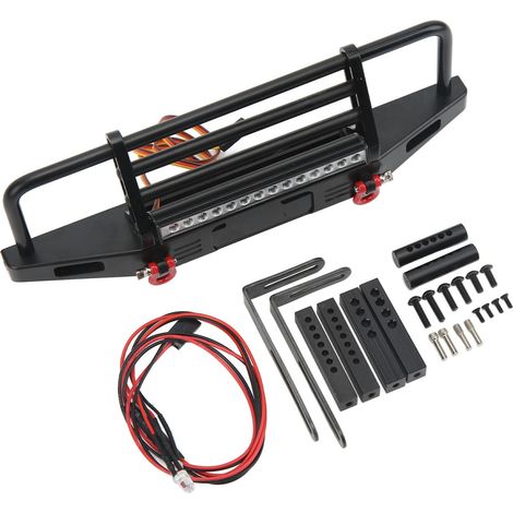 Frontstoßstange aus Aluminiumlegierung mit farbigen Lichtern für SCX10- und TRX4-RC-Cars im Maßstab 1:10 (1/5)