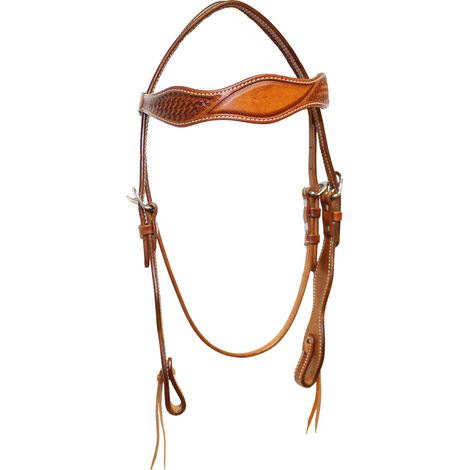 Einzigartiges volles Haus, Goldbraun 05: Leder-Westernkopfstück mit Korbverzierung