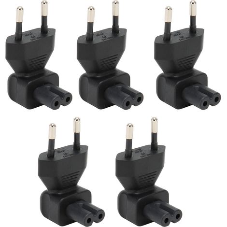 Adaptateur secteur UE mâle vers IEC320 C7 (5 pièces) avec connecteur coudé (prise UE 125-250 V) (1/5)