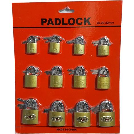 Set 12 lucchetti ad arco 20mm 25mm 32mm con 2 chiavi per armadietto valigia