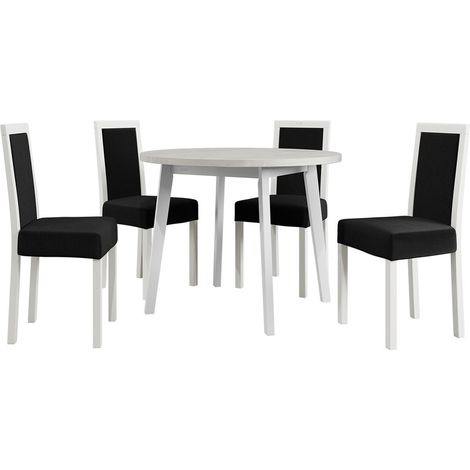 Conjunto de mesas y sillas para comedor Victorville 304, Blanco, 75x0x0cm, Diámetro: 100, Número de asientos: 4, Estilo: Contemporary