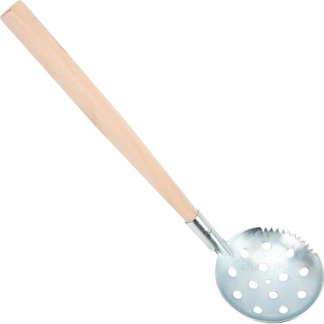 Eiskugelportionierer aus verzinktem Stahl mit gezahntem Holzgriff (1/5)
