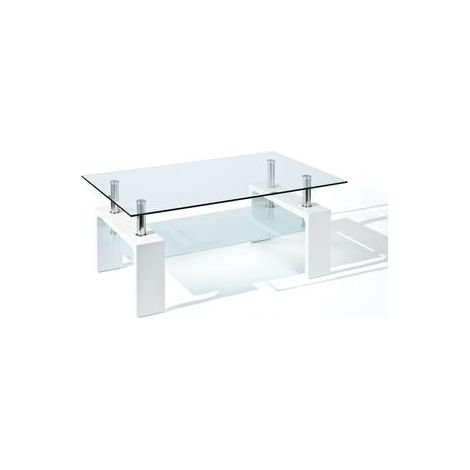 tavolino da soggiorno bellahome "alva" bianco con top in vetro temperato 100x60x45 cm (1/10)