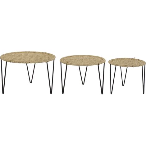 DKD Home Decor Jeu de 3 tables marron noir naturel (1/5)