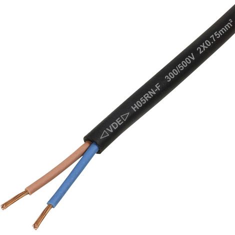 TRU COMPONENTS TC-13389160 Cavo in gomma H05RN-F 2 x 0.75 mm² Nero 100 m