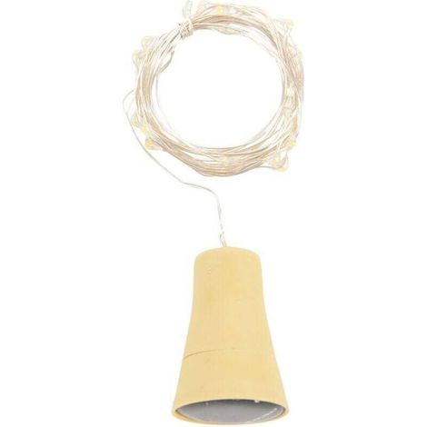 Guirlande Lumineuse Solaire 2M Led En Forme De Liège 20 Nuits Fée Lampe Bouteille Vin Fête Cadeau Saint Valentin Blanc Chaud (1/4)