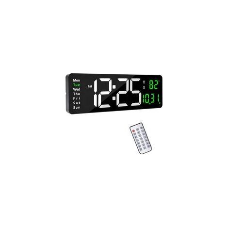 Horloge murale numérique de 16 pouces, grande horloge numérique LED avec luminosité réglable et télécommande, horloge numérique, compte à rebours et date/jour/température, adaptée à la chambre et au s (1/5)