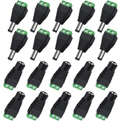 10 Pairs BNC/DC Power Connector Male and Female 2.1 x 5.5mm for CCTV Camera/LED Strip
