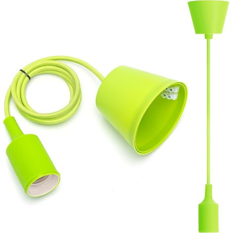 E27 Fassung Pendelleuchte Esstisch Höhenverstellbar E27 Pendelleuchte mit 1m Kabel Pendelleuchte mit Deckenhalterung Kinderlampe DIY Dekobeleuchtung Grün (1/5)