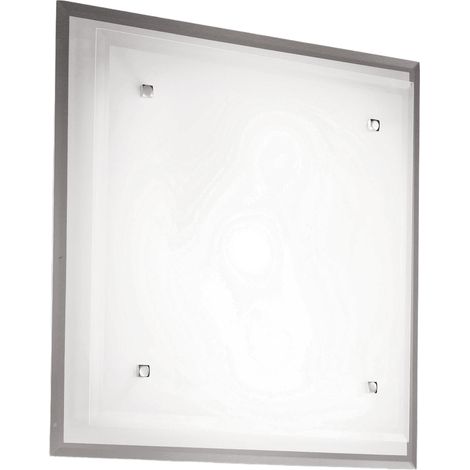 Plafonnier Maggie Square Métal Et Verre Blanc, Compatible Smart Luce, 2 Douilles E27 60W, 400X400X90 Mm, Pour Intérieur, Réf. 2957-65-102 (1/3)
