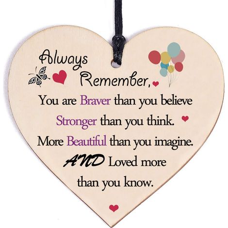 Plaque Bois Décorative Murale - Motivation Inspirante - Design Cœur - Style Rustique - 10 x 10 cm - Pour Femme - 1 Pièce (1/5)