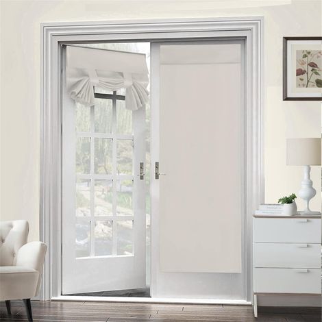 Set 2 tende per porta finestra 66 x 173 cm – Tenda termica isolante per porta in vetro / balcone, oscurante con lacci, protezione da luce e privacy (1/5)