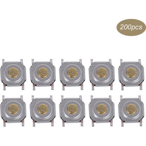 200 boutons-poussoirs tactiles en laiton étanches, à contact léger, SMD 4 x 4 x 1,5 (1/5)