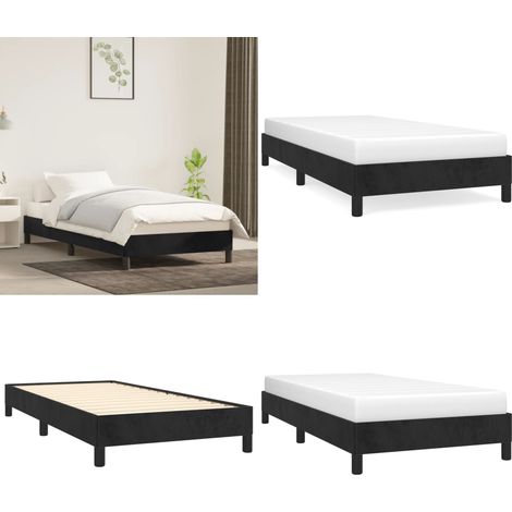 Bettgestell Schwarz 90x200 cm Samt - Samtsofa - Schwarzes Bett - Doppelbett Gestell - Boxspringbetten - Bettrahmen Schwarz - Home & Living (1/5)