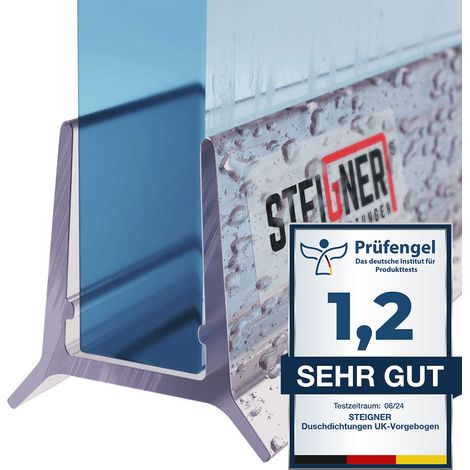 STEIGNER Joint de douche pour paroi en verre, 200cm, vitre 5/6mm, joint d'étanchéité PVC courbé pour les cabines de douche arrondies, UK24-06