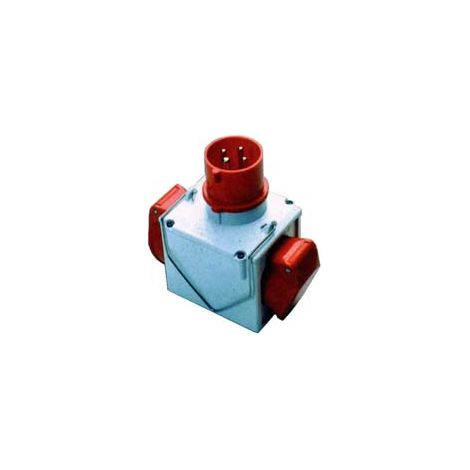 ADATTATORE INDUSTRIALE 380V CON SPINA E 2 PRESE CEE IP44  16A colore rosso 73111    FANTON