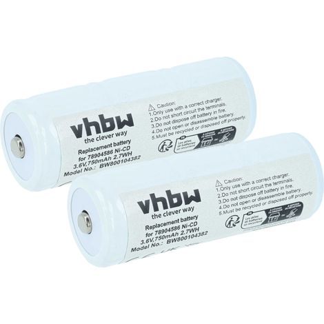 vhbw 2x Akku kompatibel mit Cardinal Medical CJB-191 Medizintechnik (750 mAh, 3,6 V, NiCd)