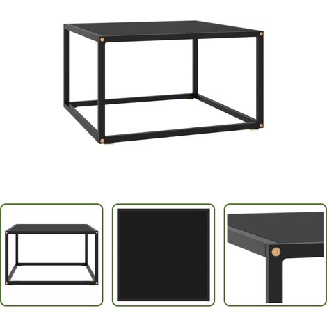 Couchtisch Schwarz - Couchtisch Schwarz mit Schwarzem Glas 60x60x35 cm (1/5)