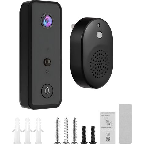 Sonnette vidéo sans fil WiFi 2,4 GHz, 720p, détection de mouvement PIR, grand angle de 140°-AquaForge (1/5)