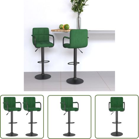 vidaXL Tabourets de bar lot de 2 vert foncé velours (1/5)