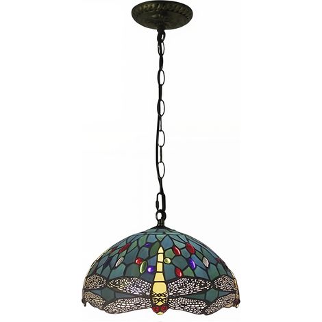 AUTRUCKER Lampe à suspension de plafond de plus grand diamètre 30 cm avec chaîne Tiffany Belle Amber Series (1/3)
