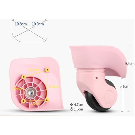 FENOPLASTICAPaire de roulettes de valise universelles de rechange durables en caoutchouc silencieux multidirectionnelles pour roues de réparation de rechange valise bagages (2pcs)Grand rose (1/4)