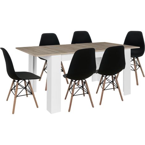 Mesa Extensible de Comedor o Cocina + 6 Sillas Estilo Nordico (1/5)