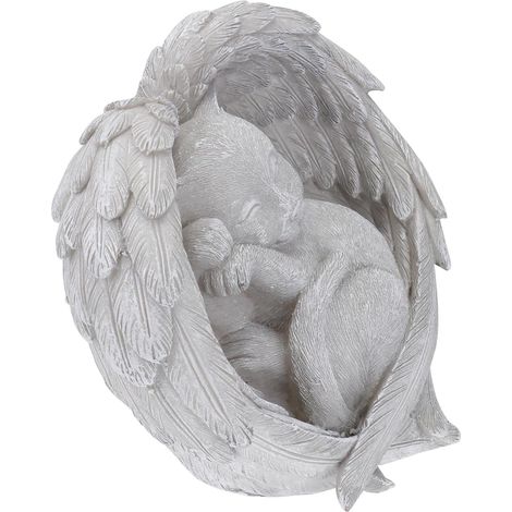 Pierre Tombale Chat Ange Résine Sculpture Décorative Commémorative pour (1/5)