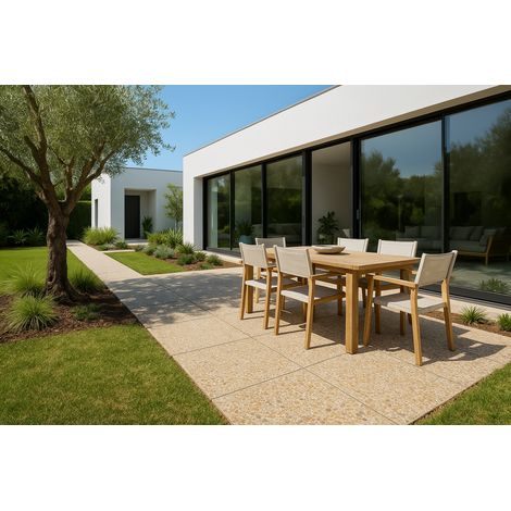 Terrazo de Grava con aristas PiedraViva - Gris claro Palet 75 un (12 m2) 40x40x4 cm - Piedra mediana (1/5)
