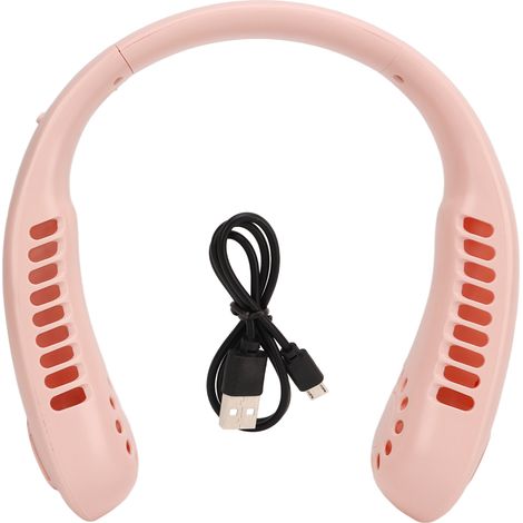 Portable Neck Fan USB Rechargeable Comfortable Cooling Bladeless Neck Fan for Summer Outdoor Travel Pink (1/5)