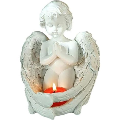 Photophore d'ange priant, statue d'ange prière, décoration de Noël, église, baptême, figurine d'ange (1/5)