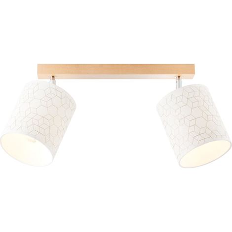 BRILLIANT Galance Spotbalken 2flg holz hell/weiß Innenleuchten,Strahler,-Balken  2x A60, E27, 40W, geeignet für Normallampen (nicht enthalten)  Edler Strukturschirm aus echter Vinyl-Tapete (1/5)