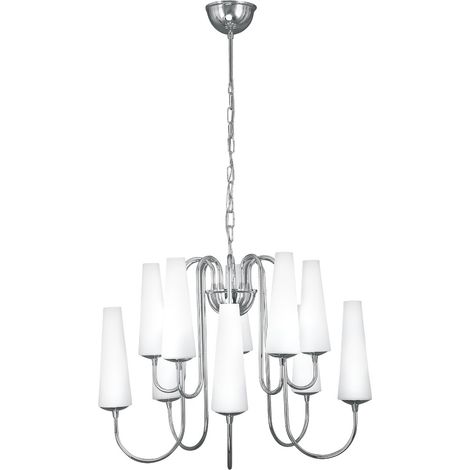 Lustre MAGNUM chromé 10xE14 verre blanc Zuma Line 1130