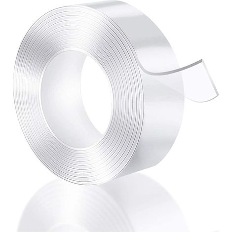 Ruban Adhésif Double Face[3meter x 20mm x 2mm], Ruban Adhésif Lavable Sans Traces, Nano Tape, Nano Magique Réutilisable, Lavable et Résistant, pour Verre, Plastique, Bois, métal, Papier (1/5)