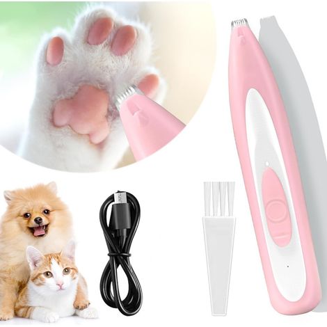Tondeuse Chat,Chien Rose,Toilettage du Chien Avec Lumière LED,Tondeuse Animaux à Faible Bruit,Rechargeable par USB,Tondeuse Patte Chien Entre Coussinets pour Chat et Chiens Pattes,Oreilles,Croupe (1/5)