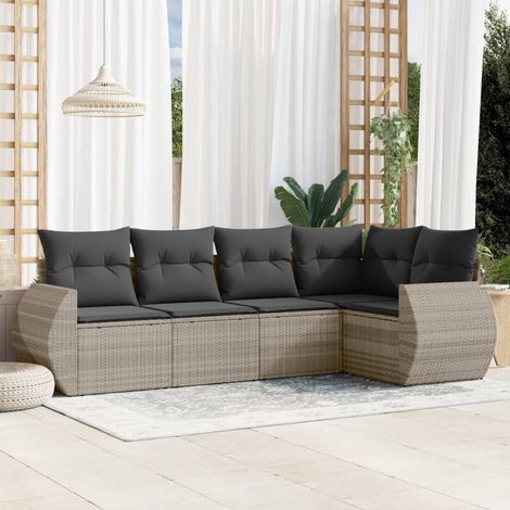 vidaXL Set Divano da Giardino 5pz con Cuscini Grigio Chiaro