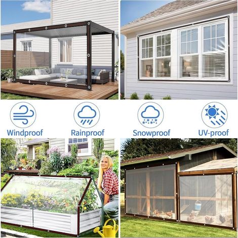 Bache Pergola Jardin Exterieur en PVC 2×2M avec Œillets et Corde Transparente Bâche de Protection Extérieur Impermeable Foin Isotherme Poulailler pour Plantes Meubles Bateau Camion Bois de Chauffage (1/2)